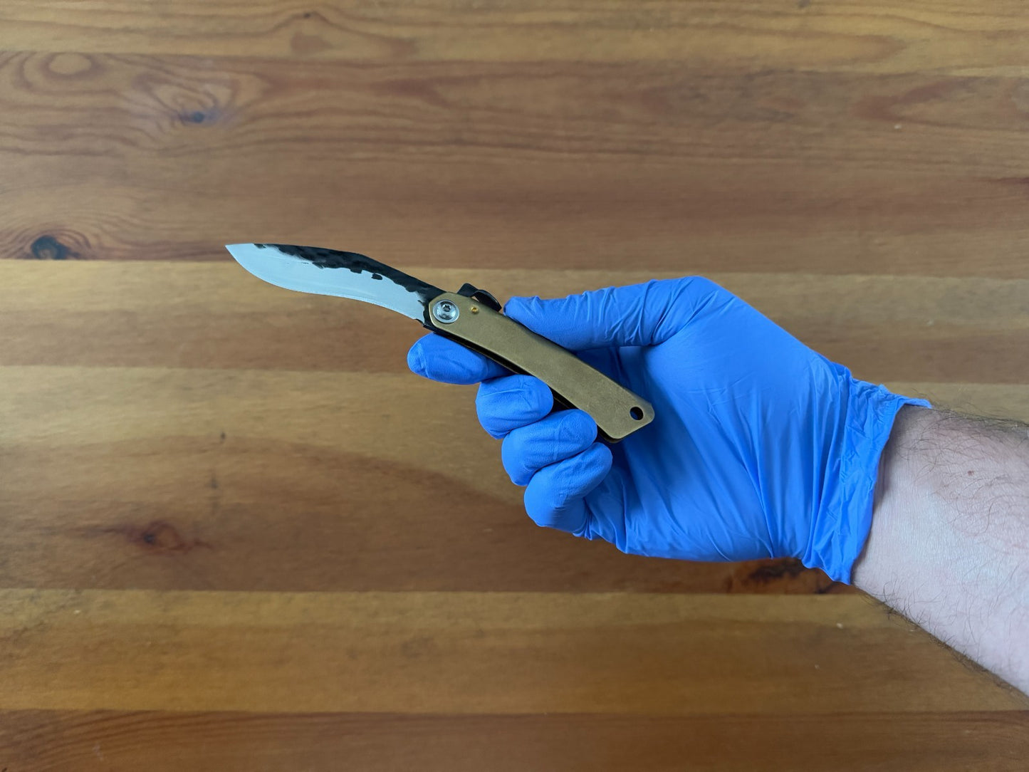 2.75" Falcata Blade Navaja Higonokami Pocket Knife Brass Handle with Sheath