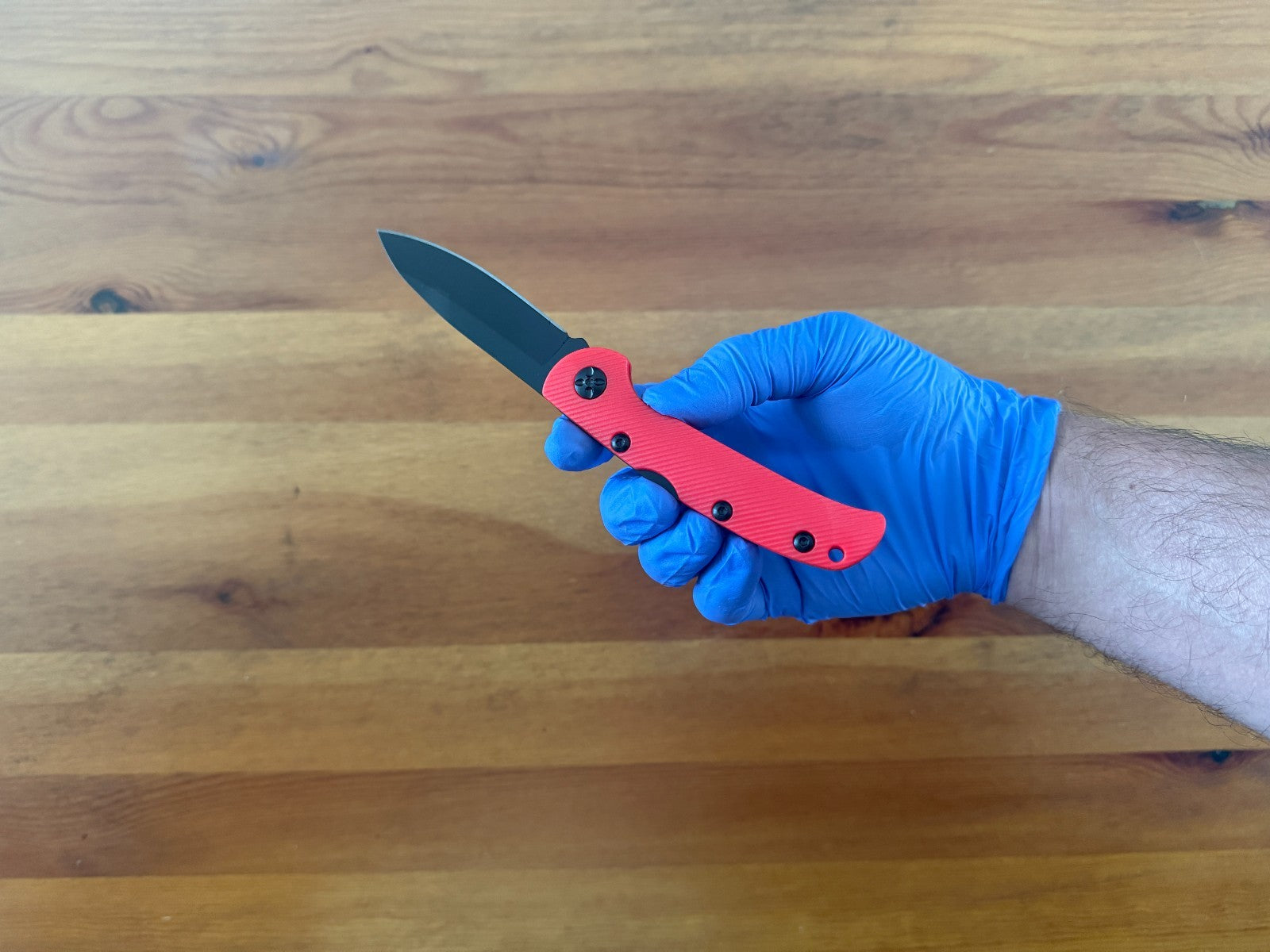 3.15" 420 Steel Blade Finished in Black - Red Nylon Fiber Handle Lightweight