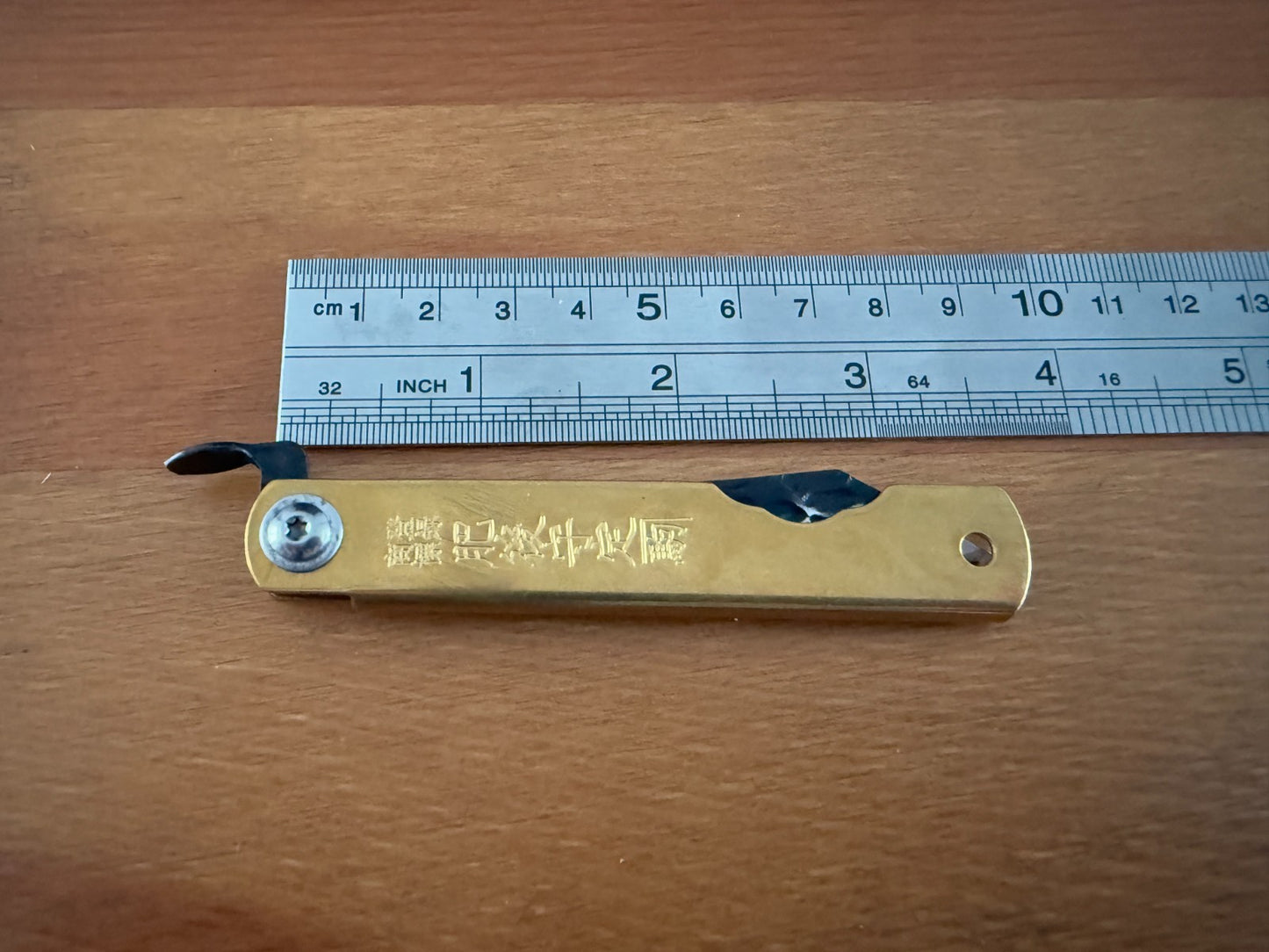 3" Navaja Higonokami Knife Brass Handle with Stainless Blade and Sheath