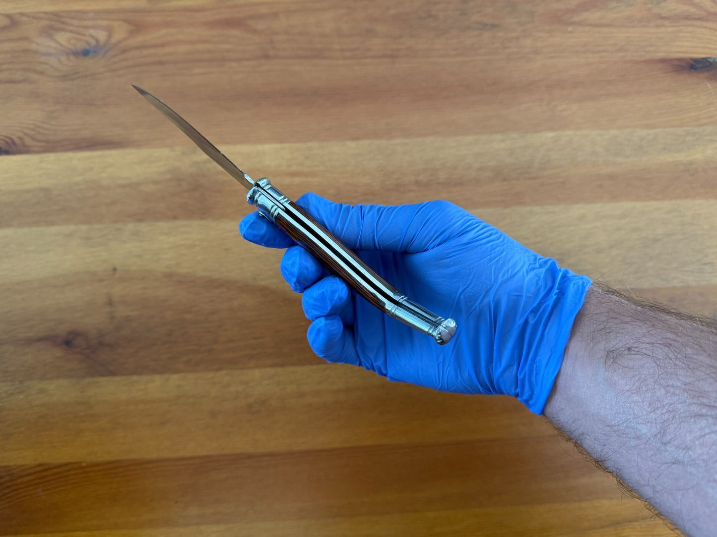 3” Spanish Navaja Jerezana Folding Knife Red Stamina Wood Scales With Ratchet