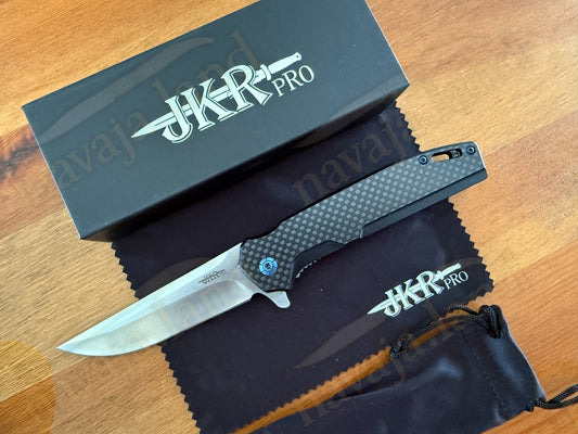 Folding Knife Carbon Fiber & G10 Handle - D2 Steel - 3.3" Blade Presentation Box