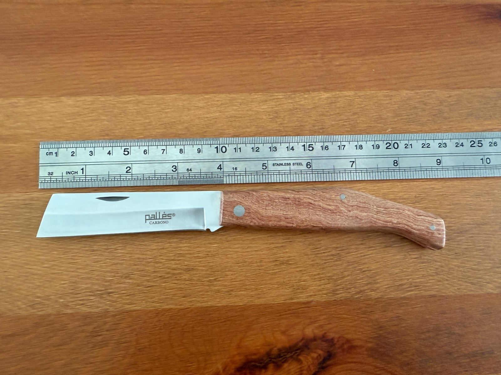 3.8" Pallés Carbon Steel Cut Tip Navaja Pocket Knife Wood Handle From Spain