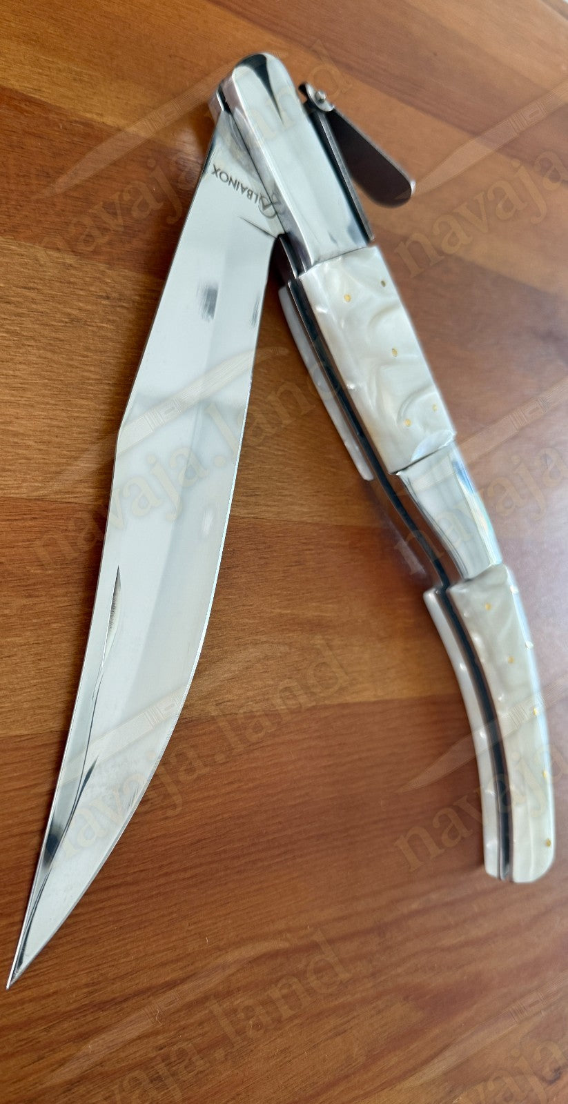 8.5" Long Blade Arabian Style Navaja Folding Knife Mother Pearl Scales - Spain