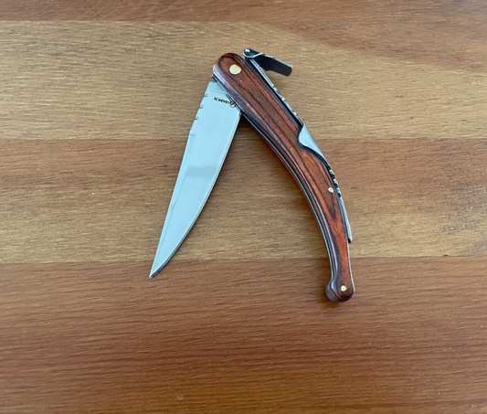 3.34 in. Spanish Navaja Folding Pocket Knife Red Stamina Wood Handle From Spain