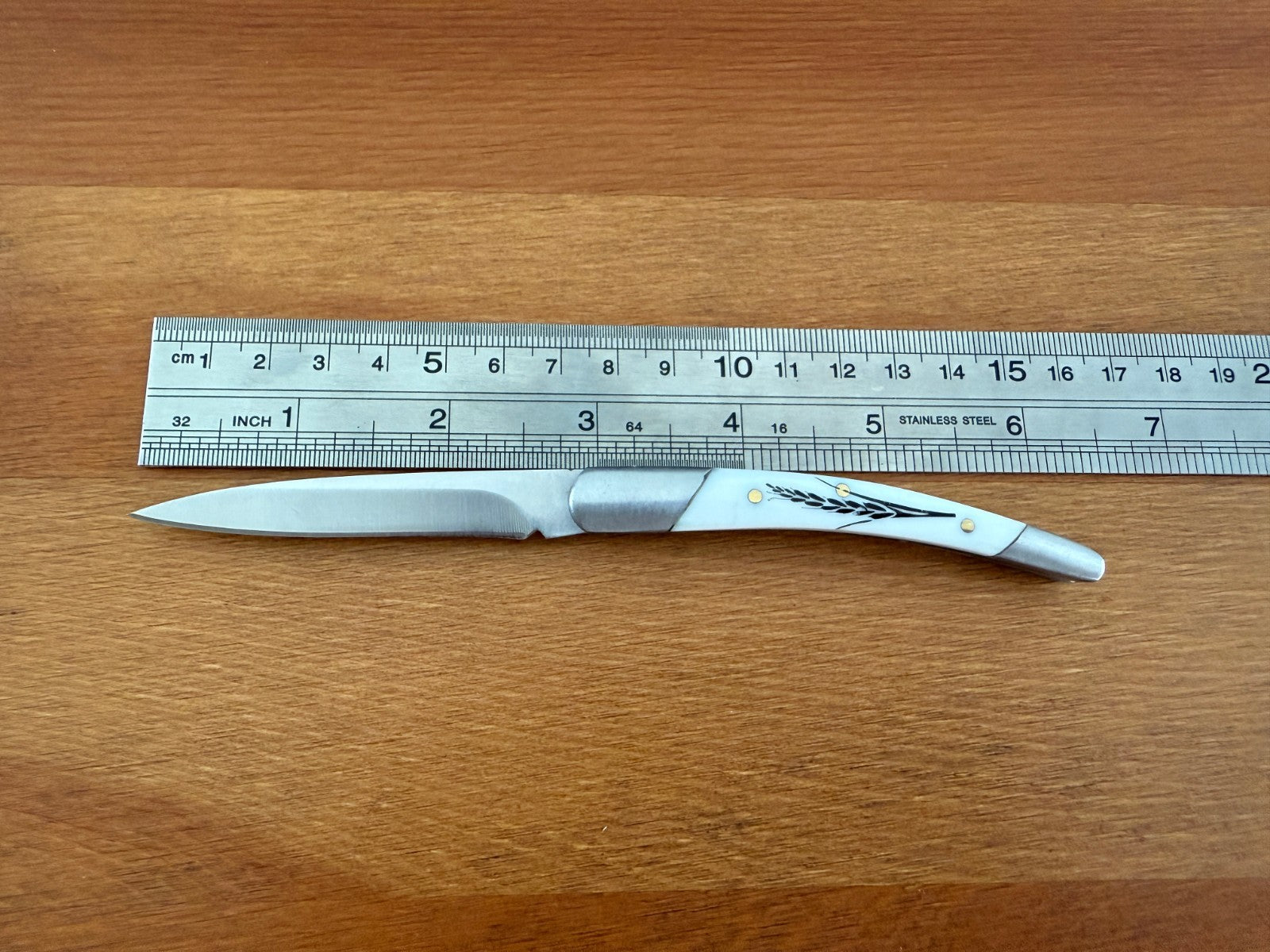 2.76" Stainless Steel Blade Pocket Knife White ABS Spike Design Spanish Made