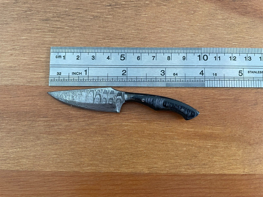 1.8 in. Handmade Damascus Miniature Knife Leather Sheath Collectible Item