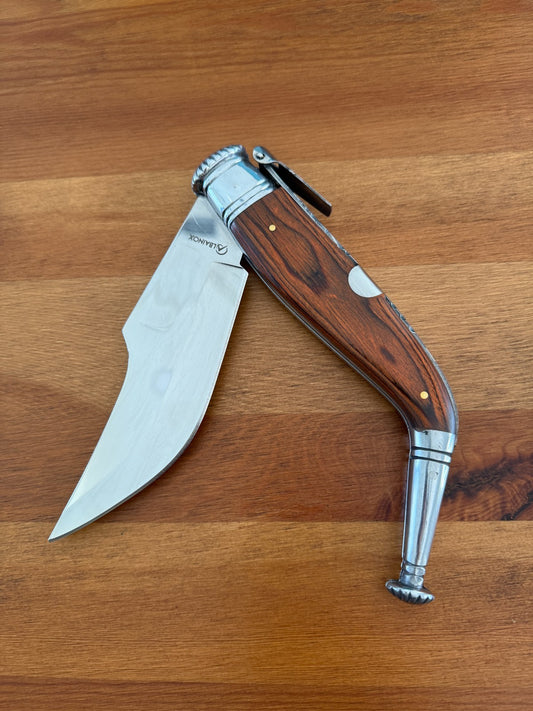 5.7” Spanish Navaja Jerezana Folding Knife Red Stamina Wood Scales With Ratchet