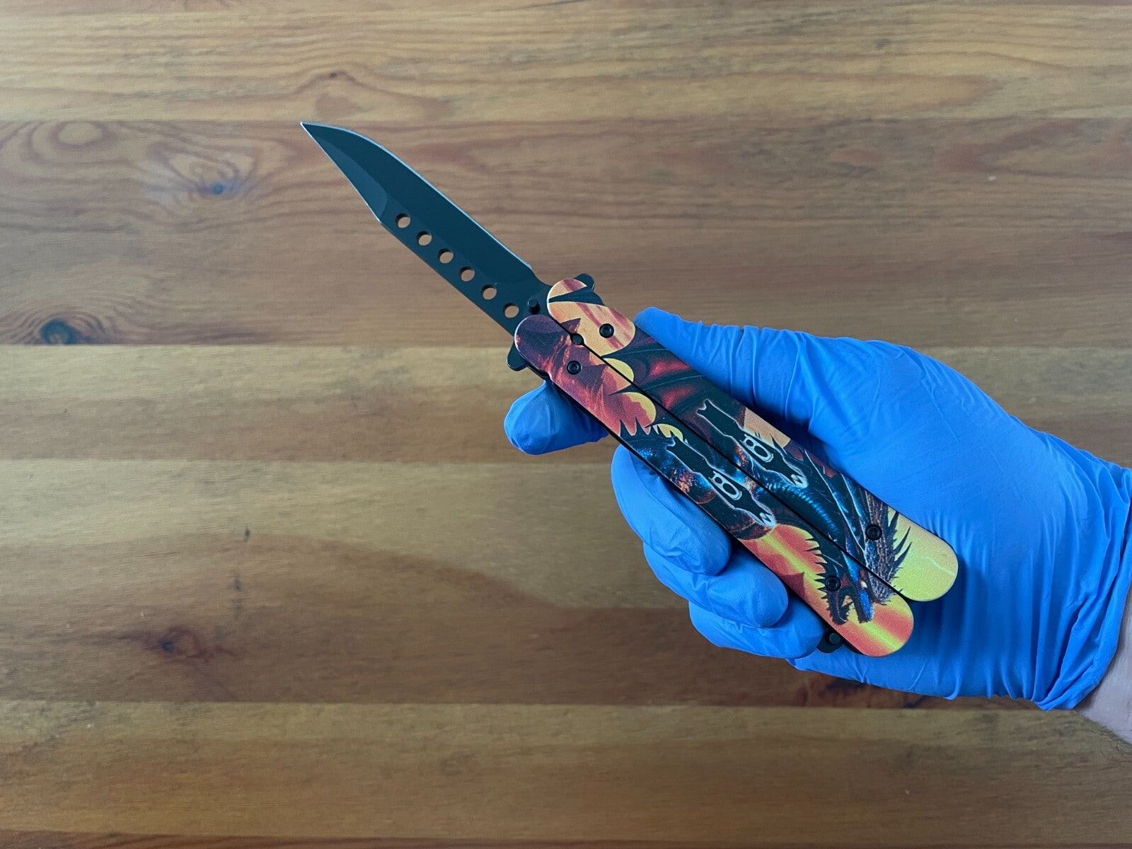3.6" 420 Steel Black Finish Folding Pocket Knife Dragon Handle 3D Printed