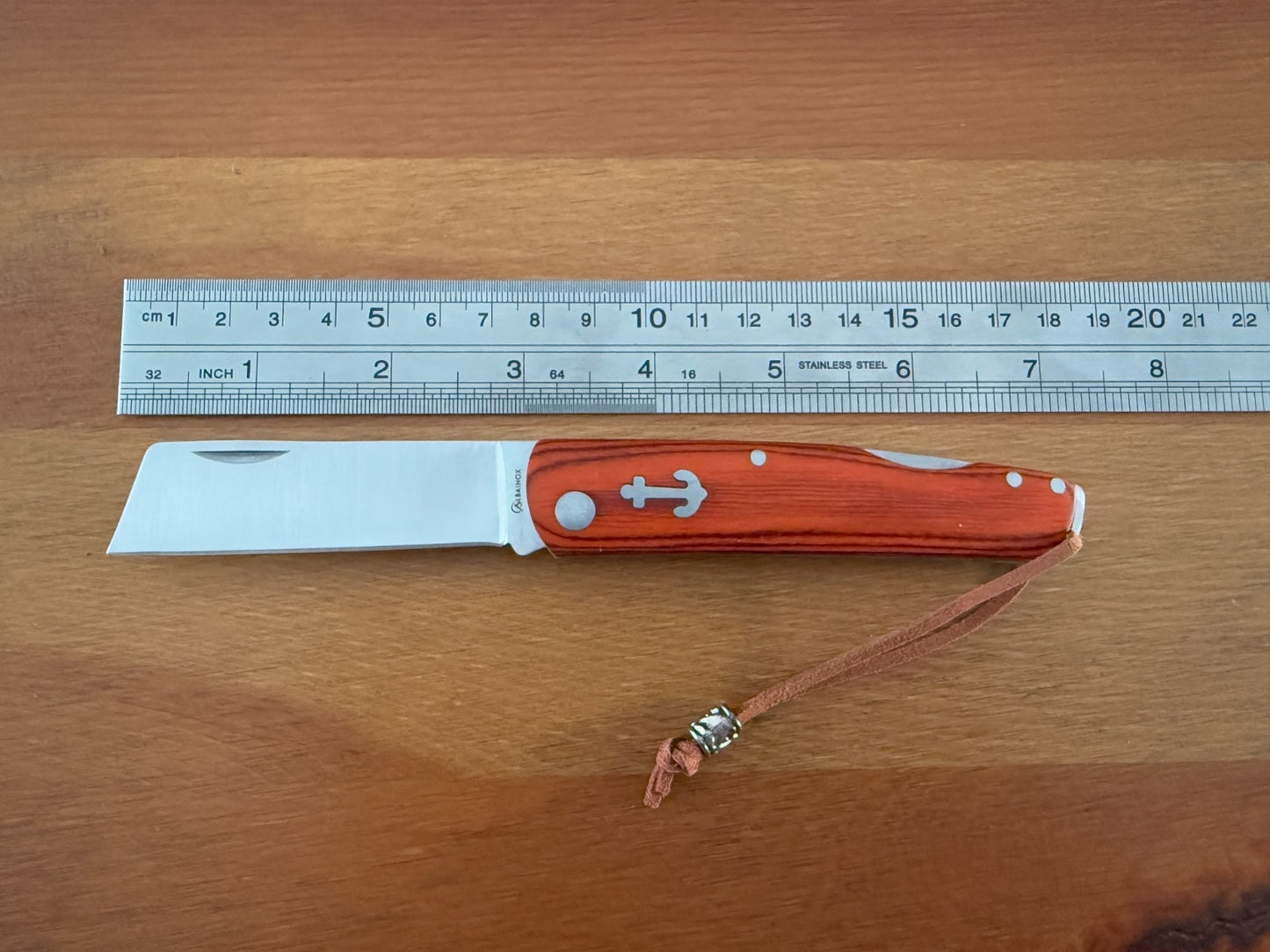 2.95" Cut Tip Navaja Pocket Knife Sailor / Marinera Red Wood Handle Lockback