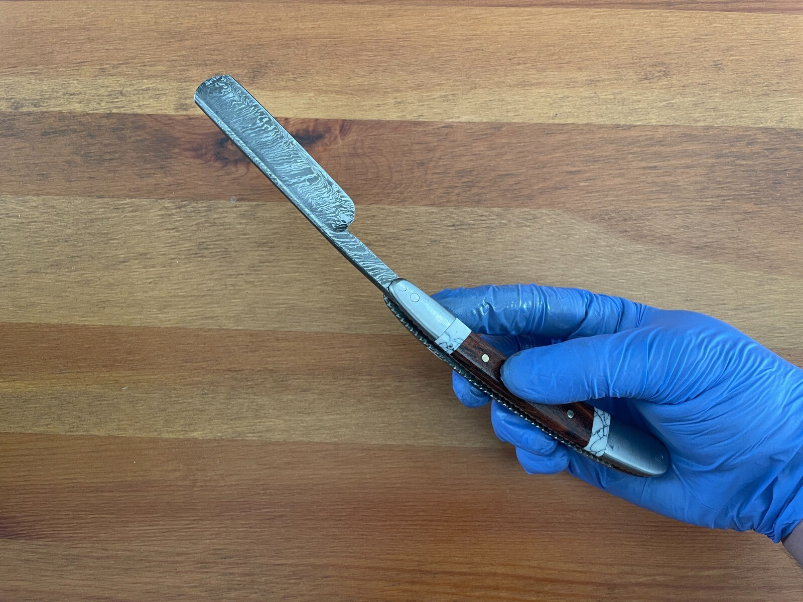 Damascus Straight Razor Shavette Handmade by Home Town Knives