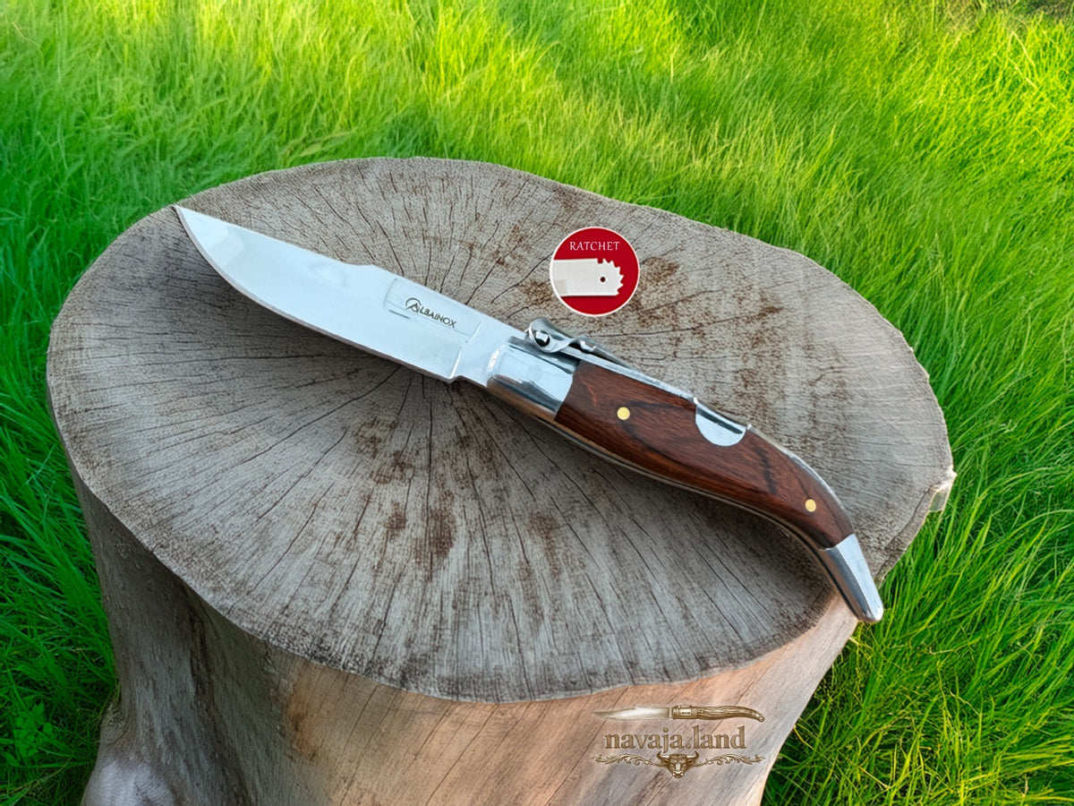 2.55” Spanish Navaja Teja Albacete Pocket Knife Red Stamina Scales with Ratchet