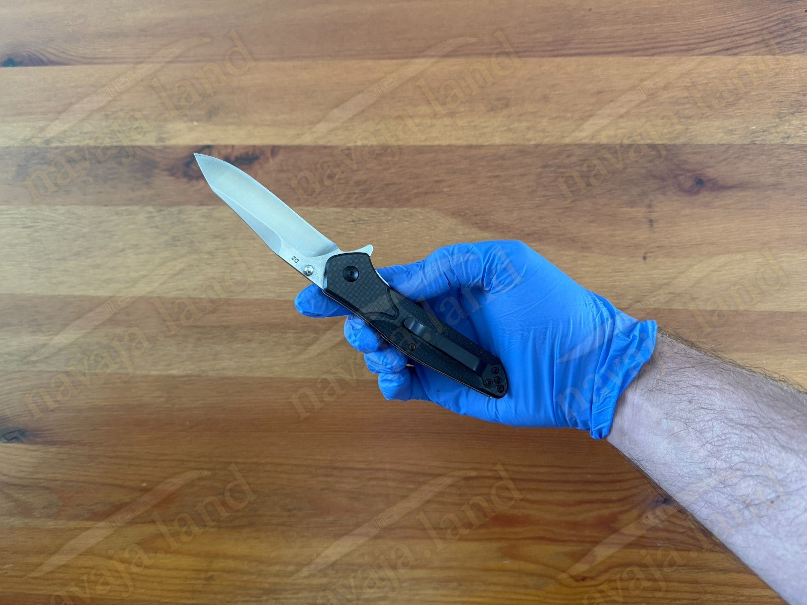 Folding Knife Carbon Fiber & G10 Handle - D2 Steel - 3.3" Reverse Tanto Blade
