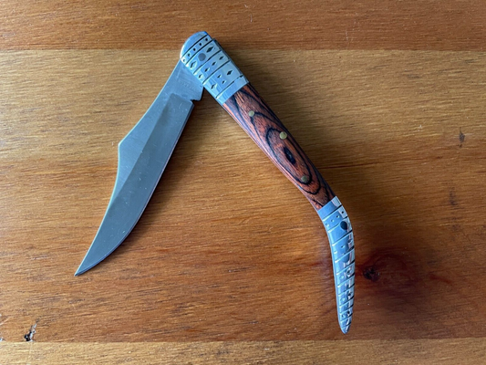 3.5" Arabian Style Pocket Knife Red Wood Handle Spanish Navaja - USA Seller