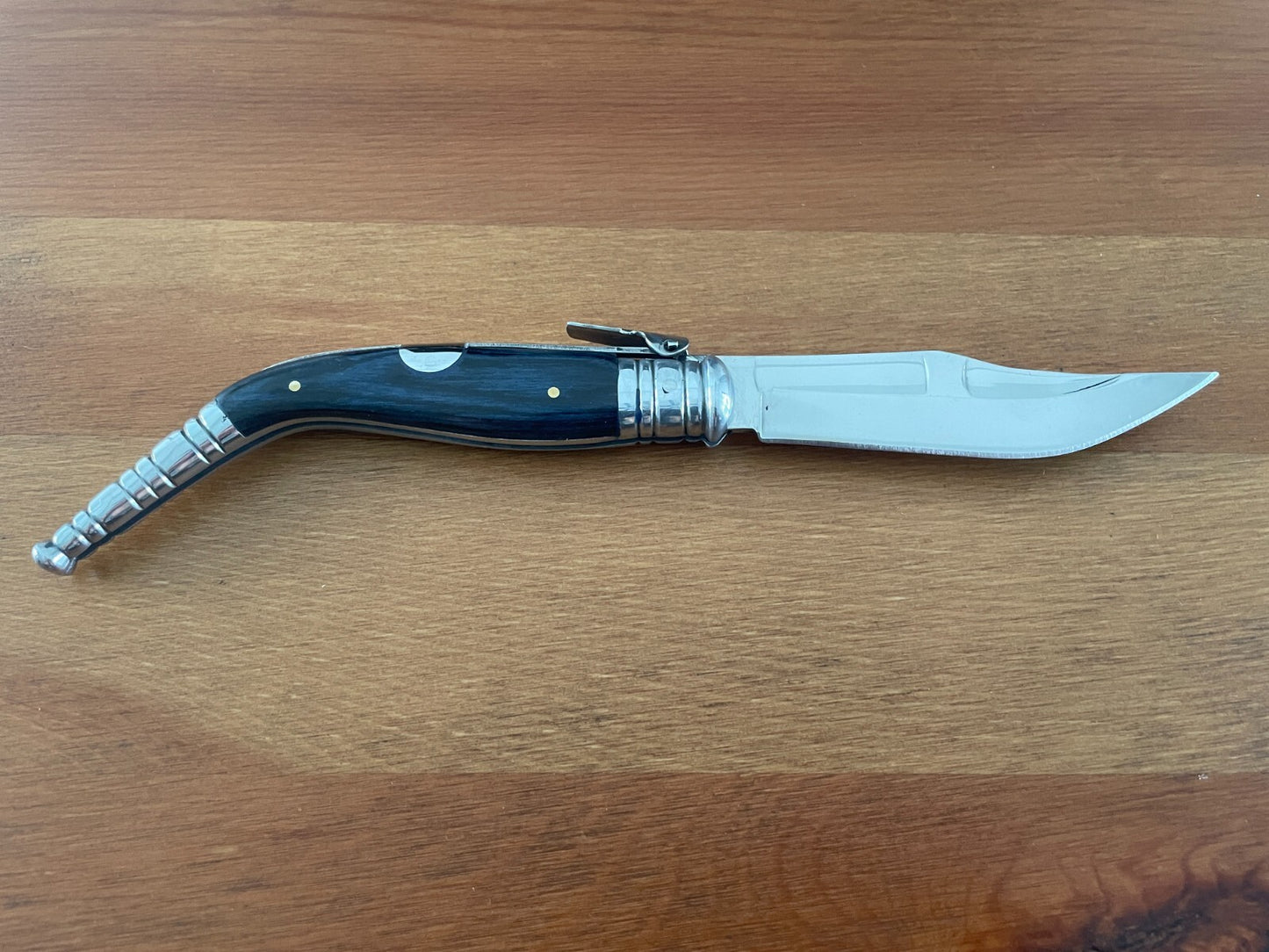 3.9" Spanish Navaja Sevillana Pocket Knife Blue Stamina Wood Scales with Ratchet