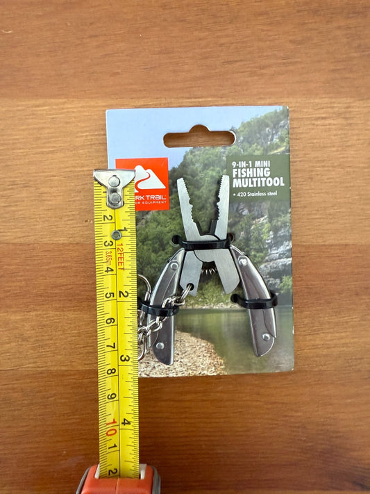 9-in-1 Mini Fishing MultiTool Stainless Steel Plier Knife Wire Stripper Crimper