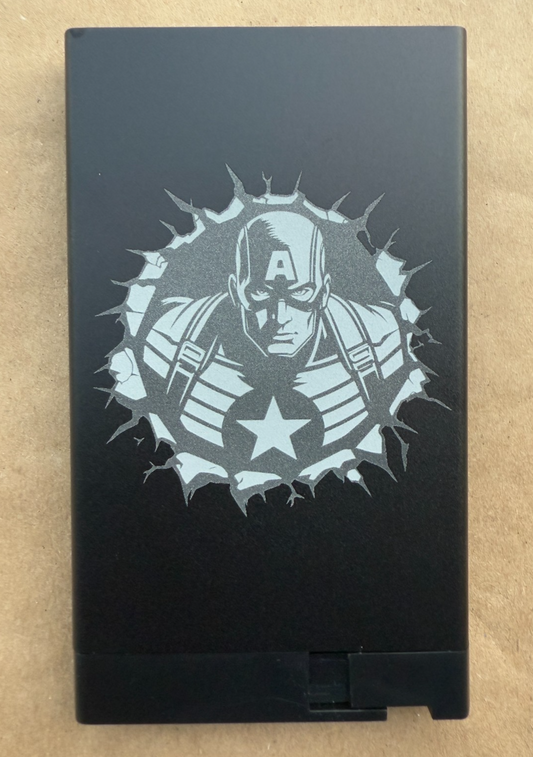 Captain America Pop Up Wallet Brown Leather Credit Card Holder and Cash Aluminum