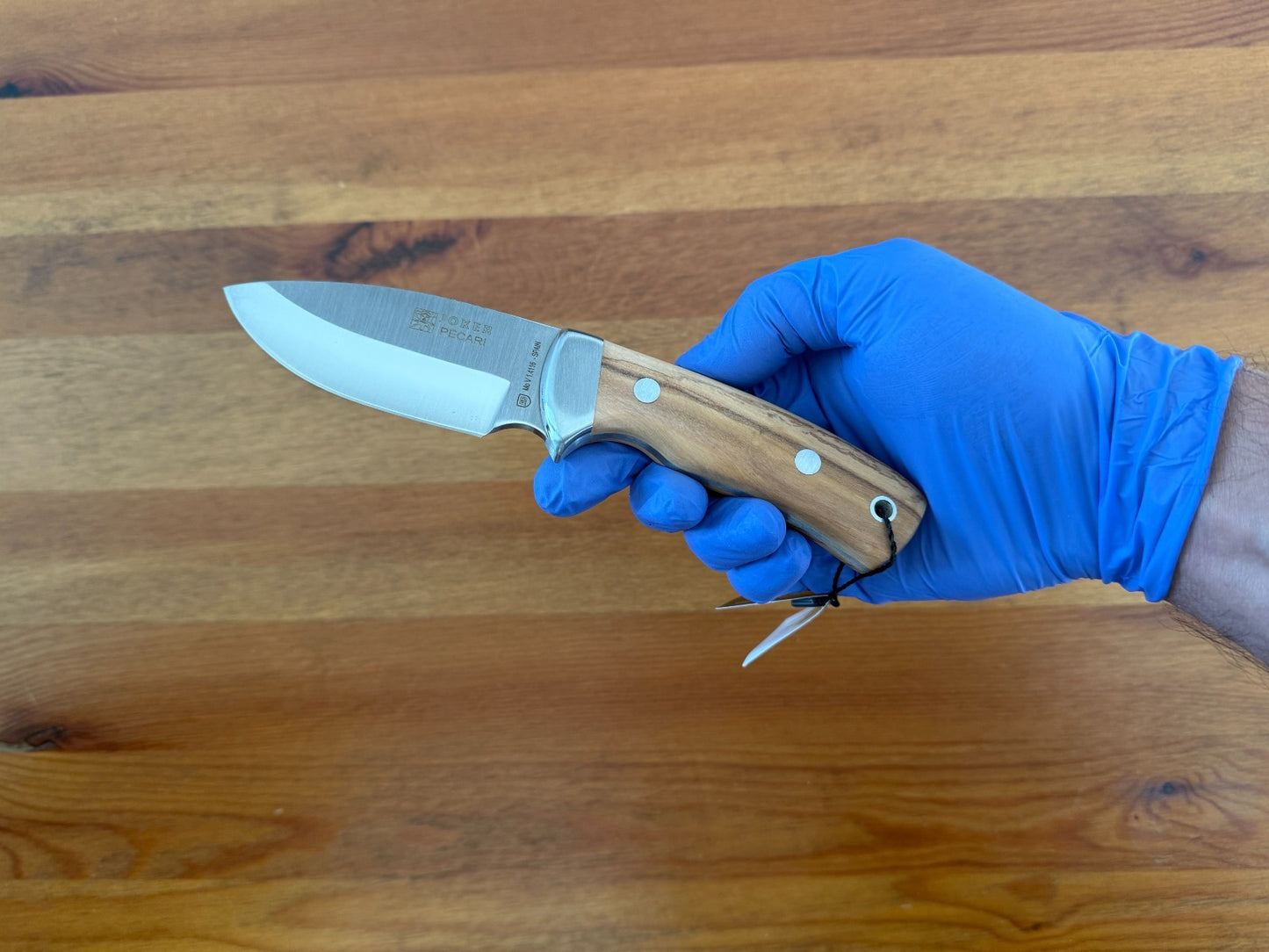 Joker Pecari Knife Olive Wood Handle Black Leather Sheath Handmade Spain