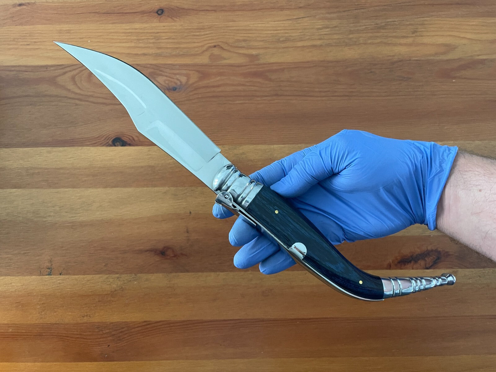 6.5" Spanish Navaja Sevillana Pocket Knife Blue Stamina Scales with Ratchet