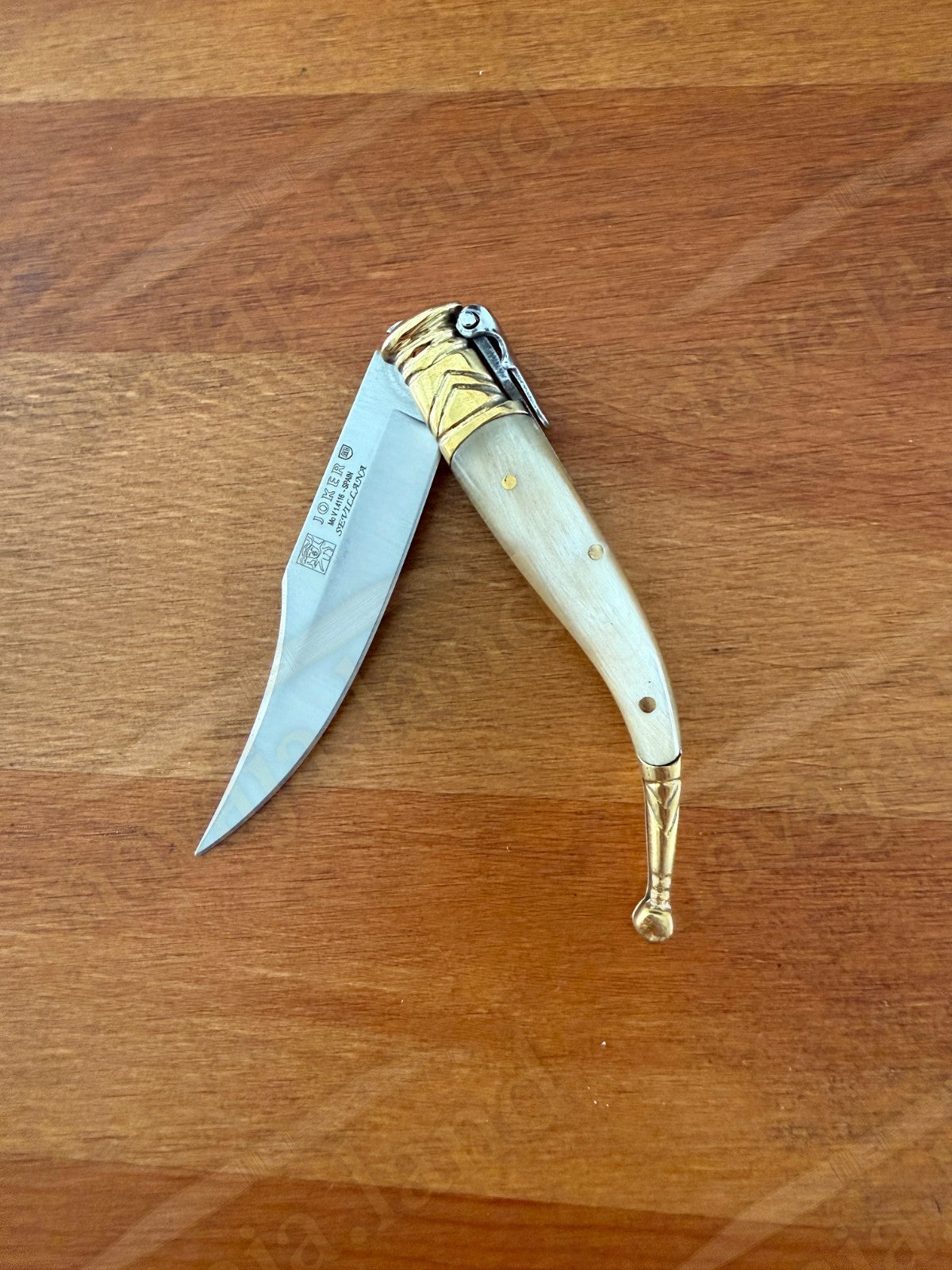 3” Navaja Joker Sevillana Knife Bull Horn Handle High Quality Handmade in Spain