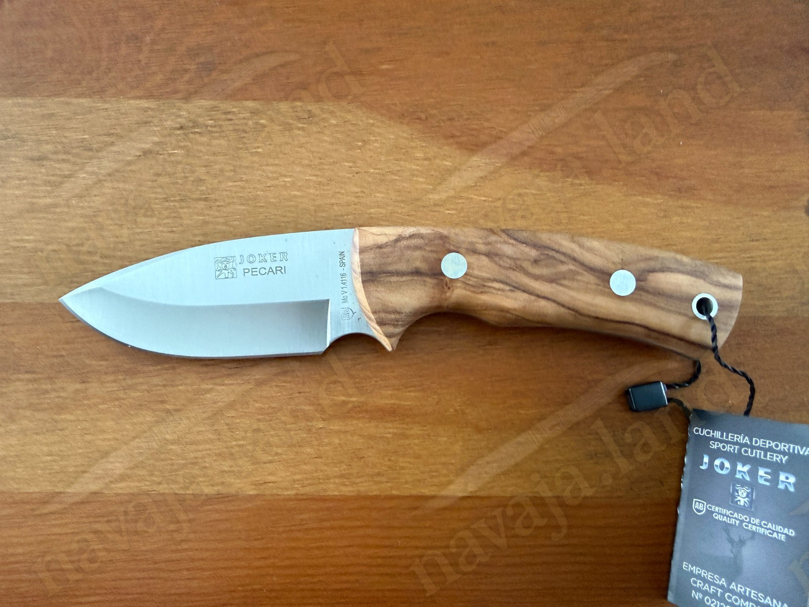 Joker Pecari Skinning Knife 3.34” MOVA Blade Olive Wood Handle Leather Sheath