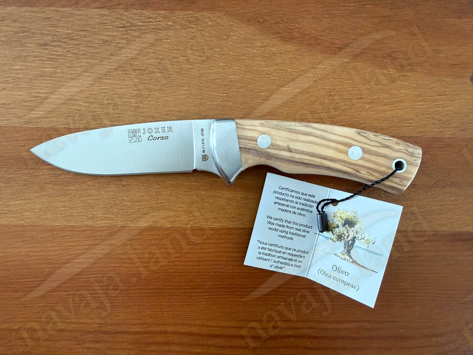 Joker Corzo Hunting Knife 3.93” MOVA Blade | Olive Wood Handle | Leather Sheath