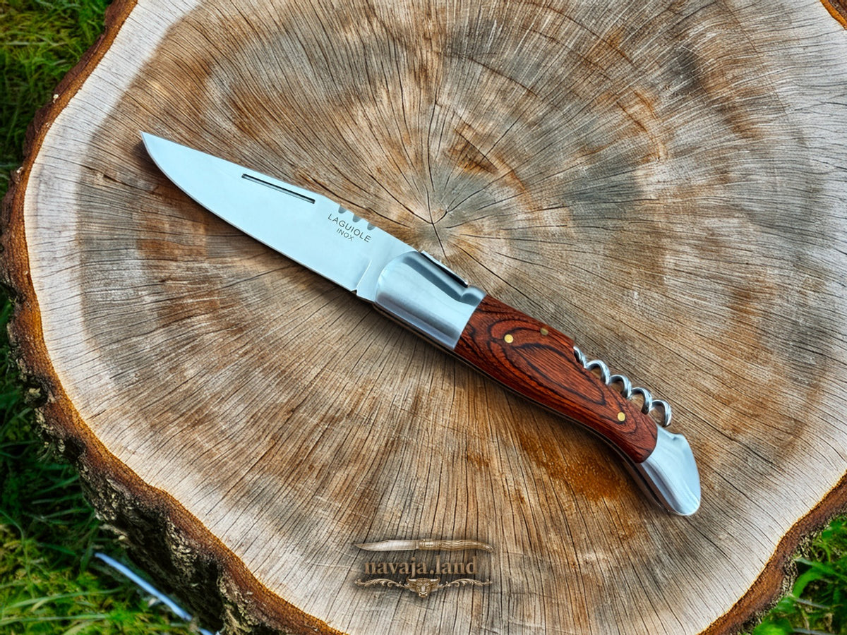 3.5” Blade Navaja Laguiole Inox Folding Pocket Knife w/ Corkscrew from Spain