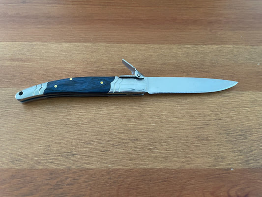 3.14 Stainless Steel Blade Spanish Navaja Pocket Knife Blue With Ratchet Sound