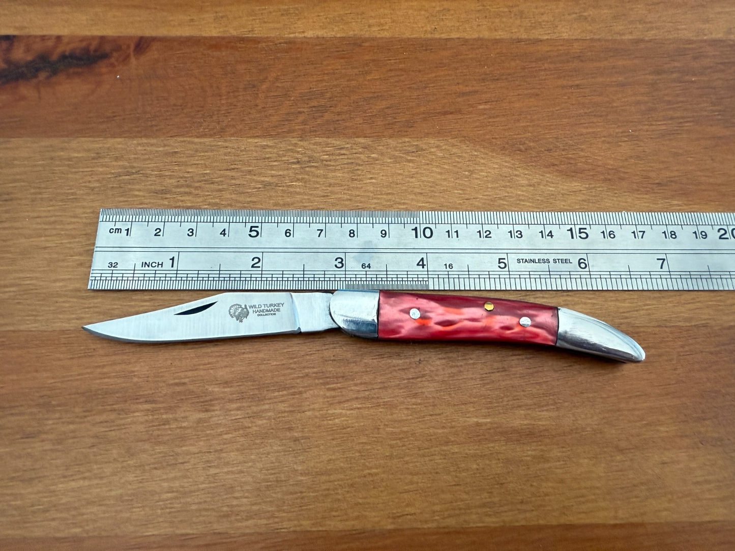 Wild Turkey Handmade Pocket Knife 2.75" Stainless Steel Blade Red Resin Handle