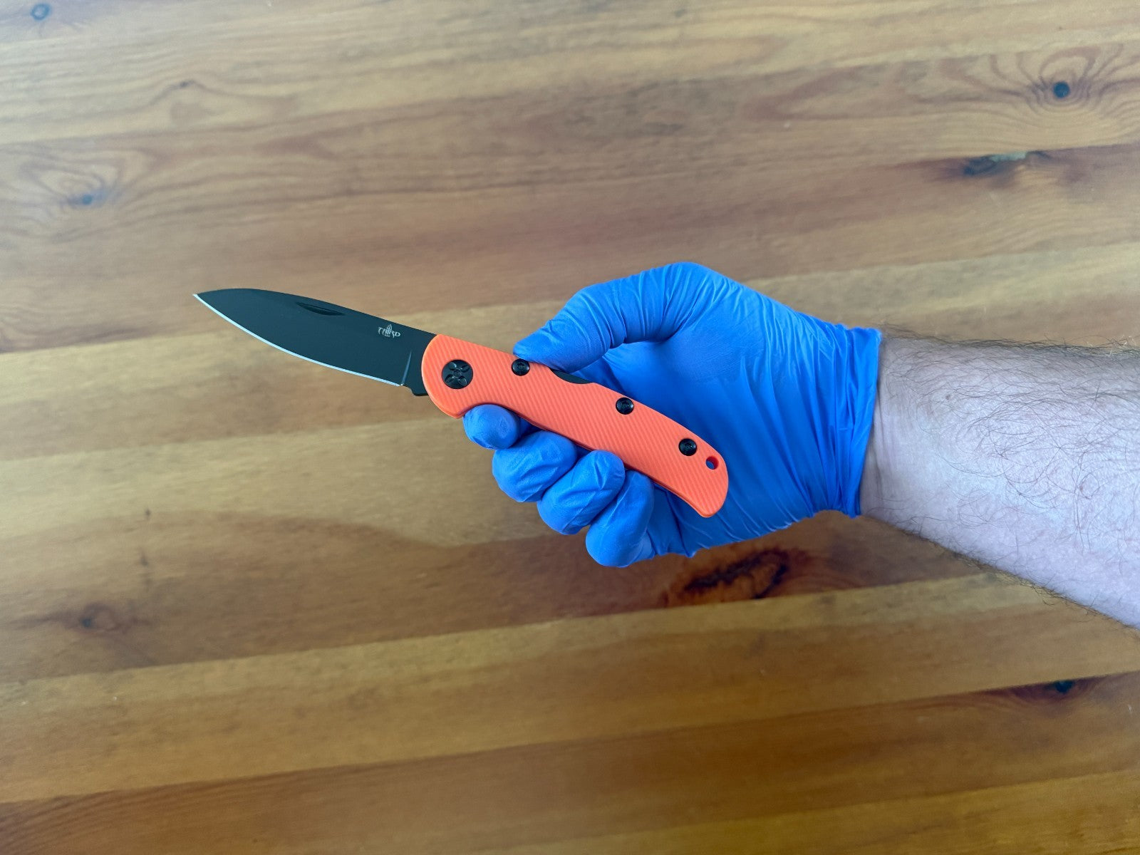 3.15" 420 Steel Blade Finished in Black - Orange Nylon Fiber Handle Lightweight