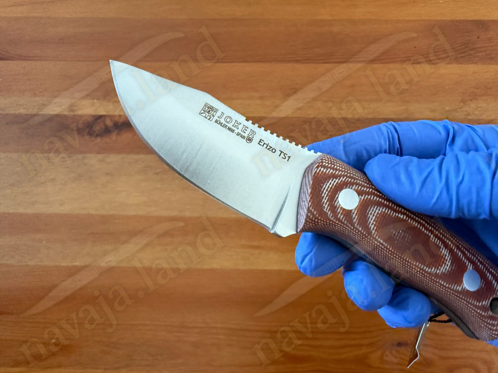 Joker Erizo TS1 3" Bohler N695 Steel Blade Fixed Knife Micarta Handle Leather