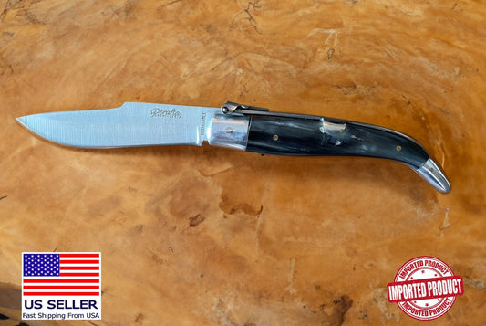 3.5" Spanish Navaja Pocket Knife Bull Horn Scales Handcrafted  - USA Seller