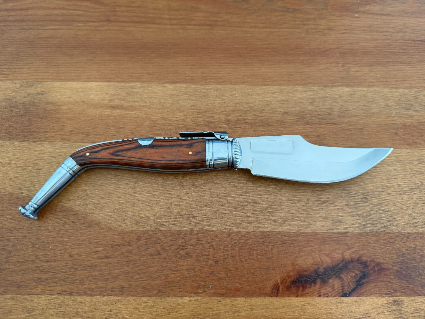 4.5” Spanish Navaja Jerezana Folding Knife Red Stamina Wood Scales With Ratchet