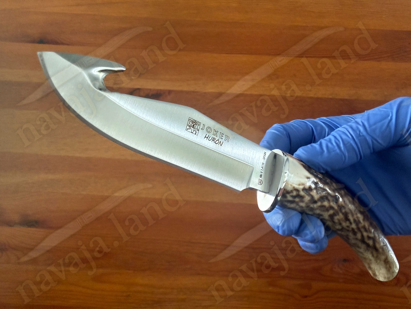 Joker Huron Skinning Knife 4.3” MOVA Blade | Deer Antler Handle | Leather Sheath