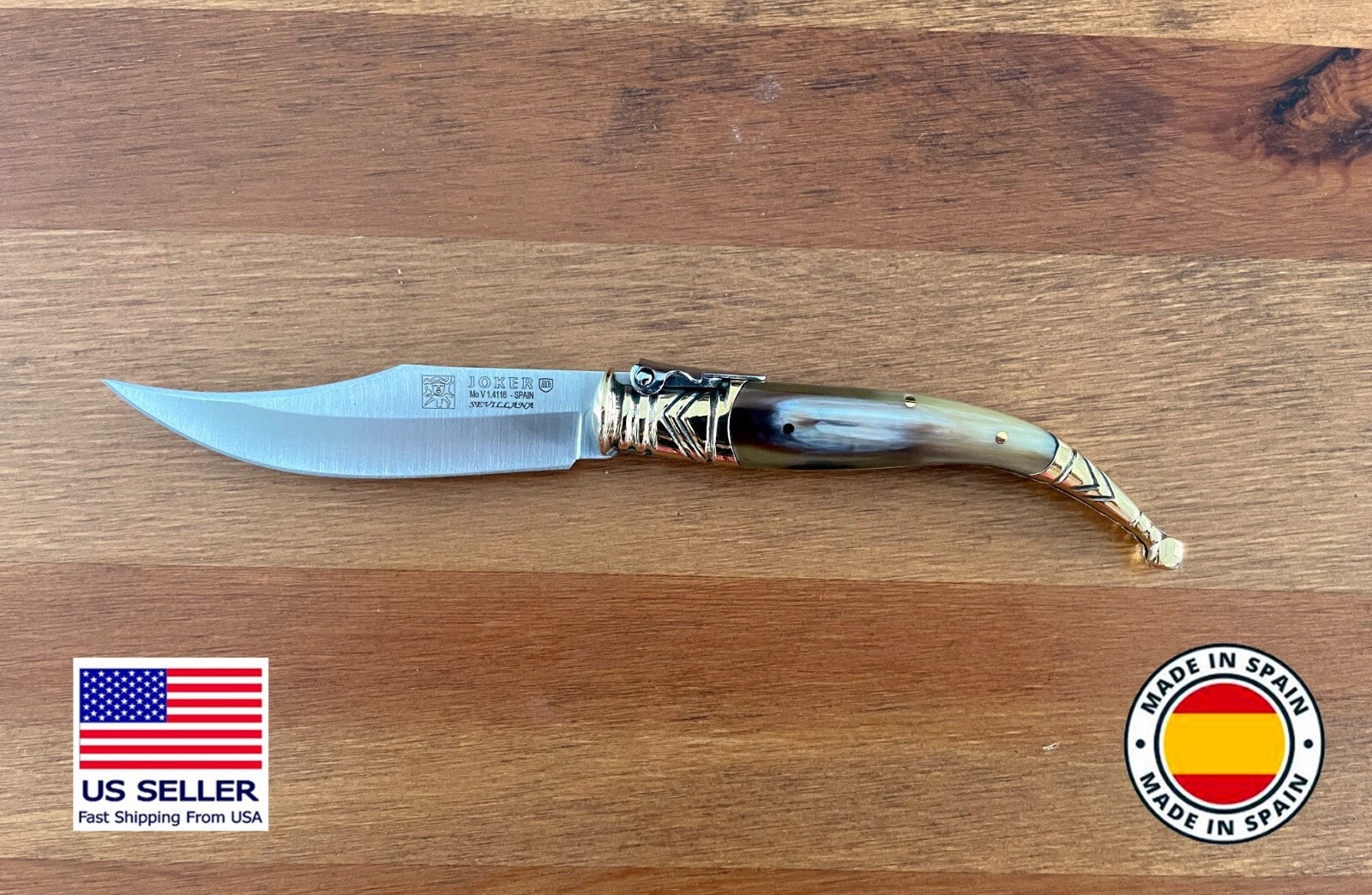 3.5” Albacete Navaja Joker Sevillana Knife Bullhorn Handle Handmade High Quality