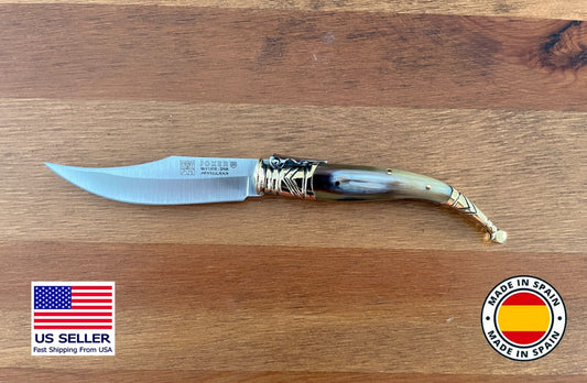 3.5” Albacete Navaja Joker Sevillana Knife Bullhorn Handle Handmade High Quality