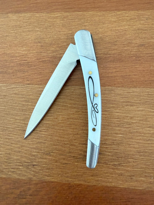 2.76" Stainless Steel Blade Pocket Knife White ABS Heart Design Spanish Made