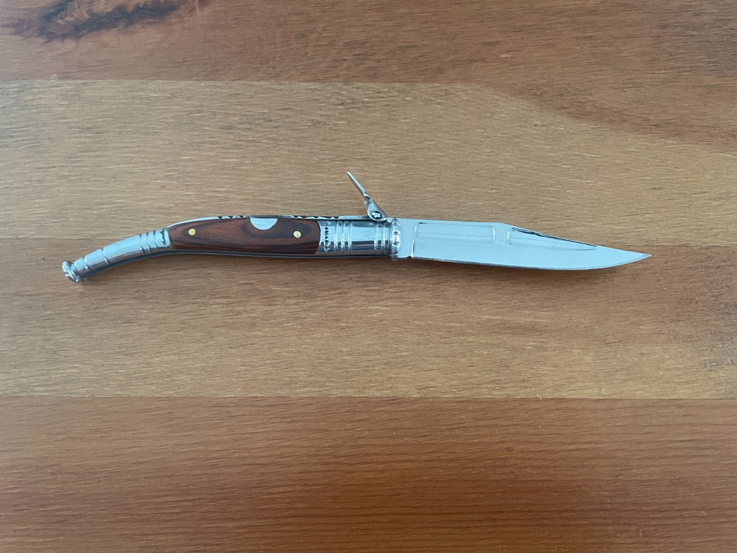 3.34” Spanish Navaja Serrana Folding Pocket Knife Red Wood Stamina Handle