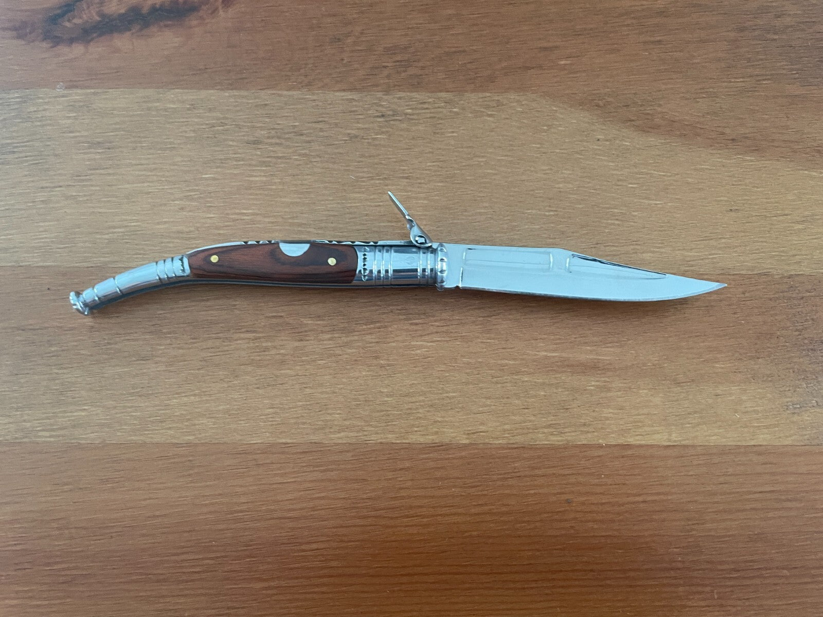 3.34” Spanish Navaja Serrana Folding Pocket Knife Red Wood Stamina Handle