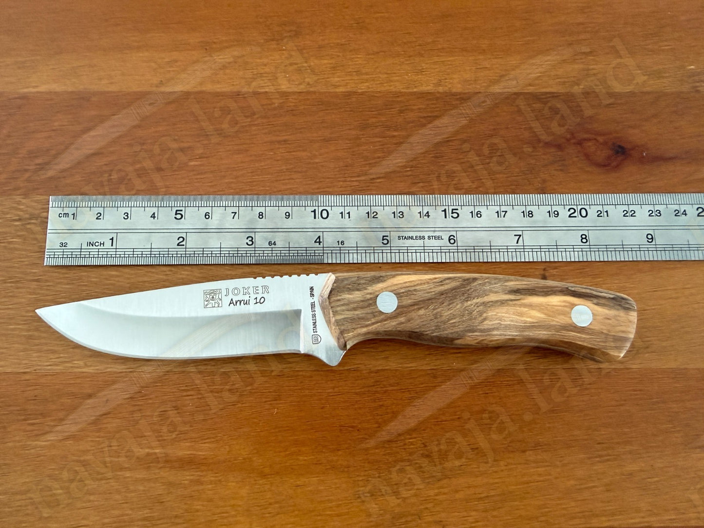 Joker Arrui 10 Outdoor Knife – 3.9” Blade | Olive Wood Handle | Leather Sheath