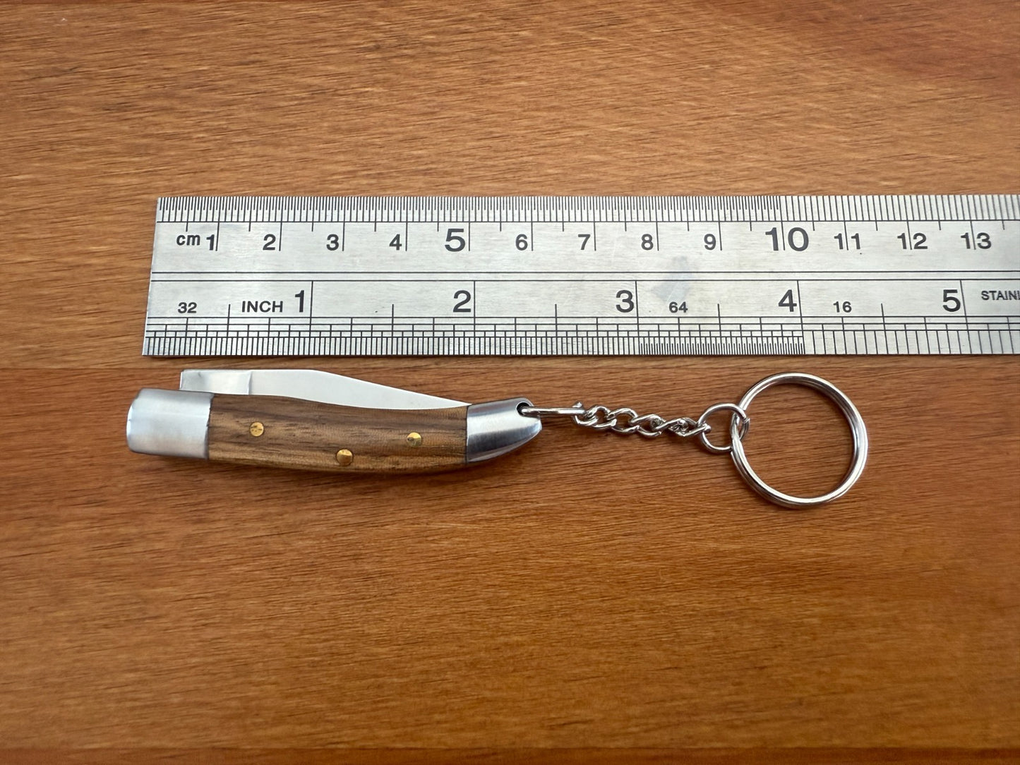 Keychain Mini Navaja 1.8" Stainless Steel Blade Olive Wood Scales From Spain