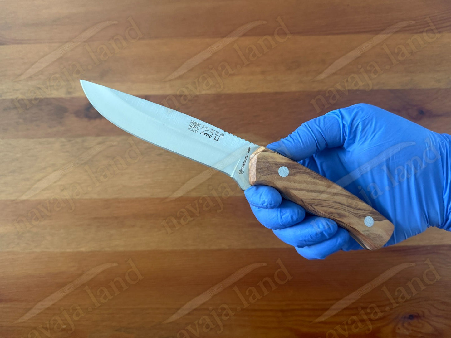 Joker Arrui 12 Outdoor Knife – 4.7” Blade | Olive Wood Handle | Leather Sheath