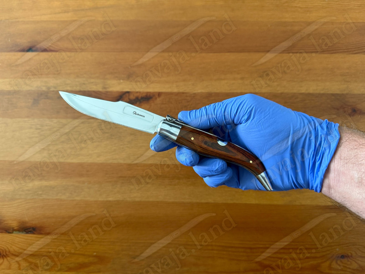3.6” Spanish Navaja Teja Albacete Pocket Knife Red Stamina Scales with Ratchet