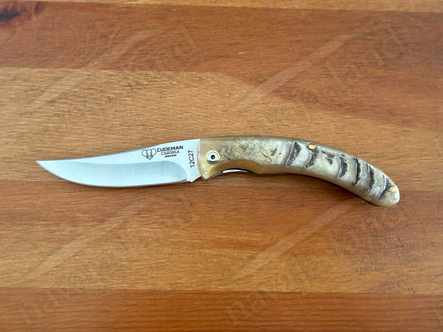 Cudeman Cazorla Folding Knife – 3.35 in Sandvik 12C27 Steel | Ram Horn Handle