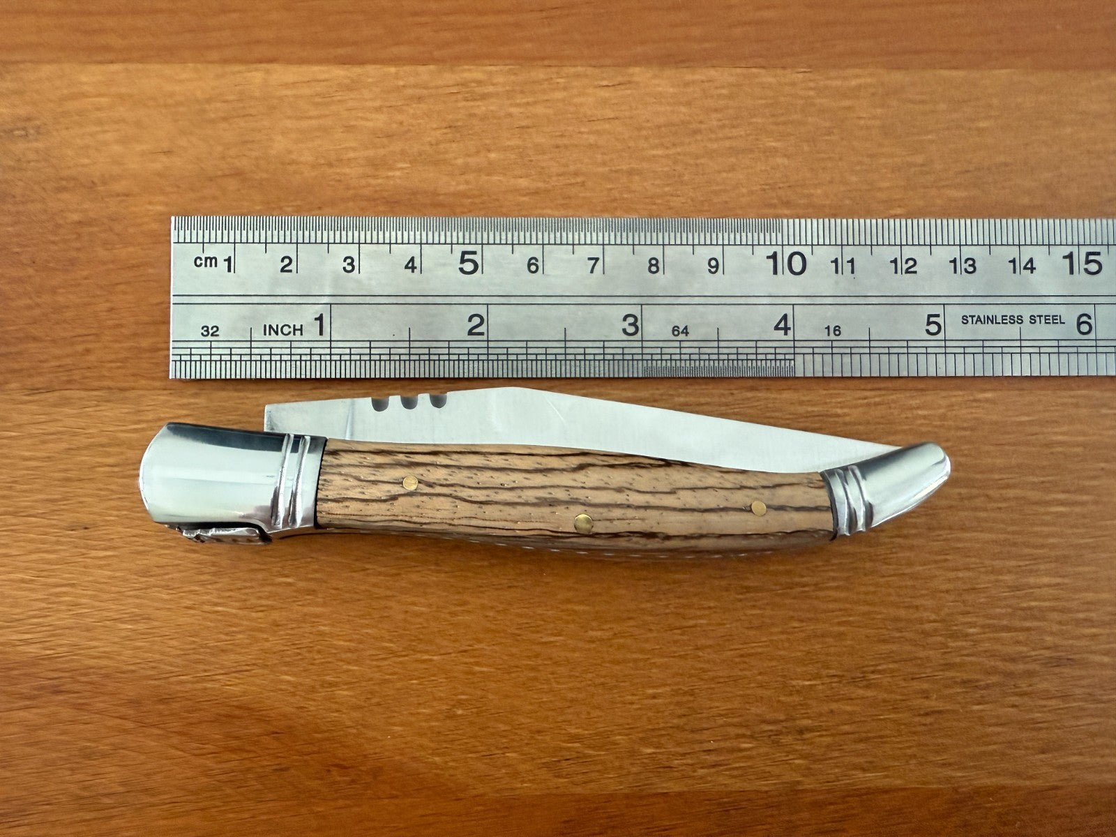 3.9” Stainless Steel Blade Navaja Laguiole Inox Pocket Knife Olive Wood Scales