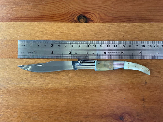 3.14" Arabian Style Navaja Folding Pocket Knife Bull Horn Scales Ratchet System