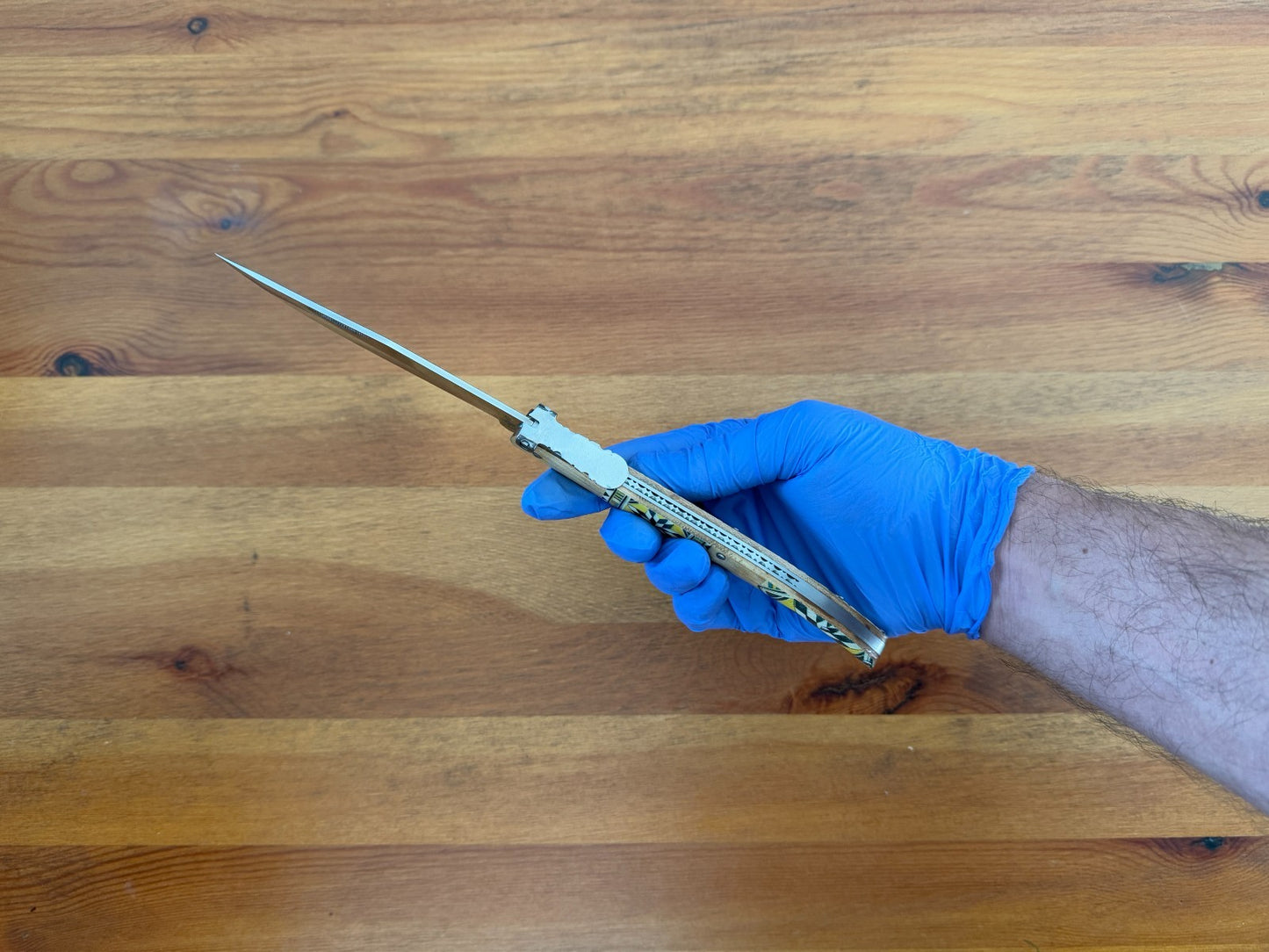 5" Arabian Style Spanish Navaja with Ratchet Pocket Knife Maple Wood Handle