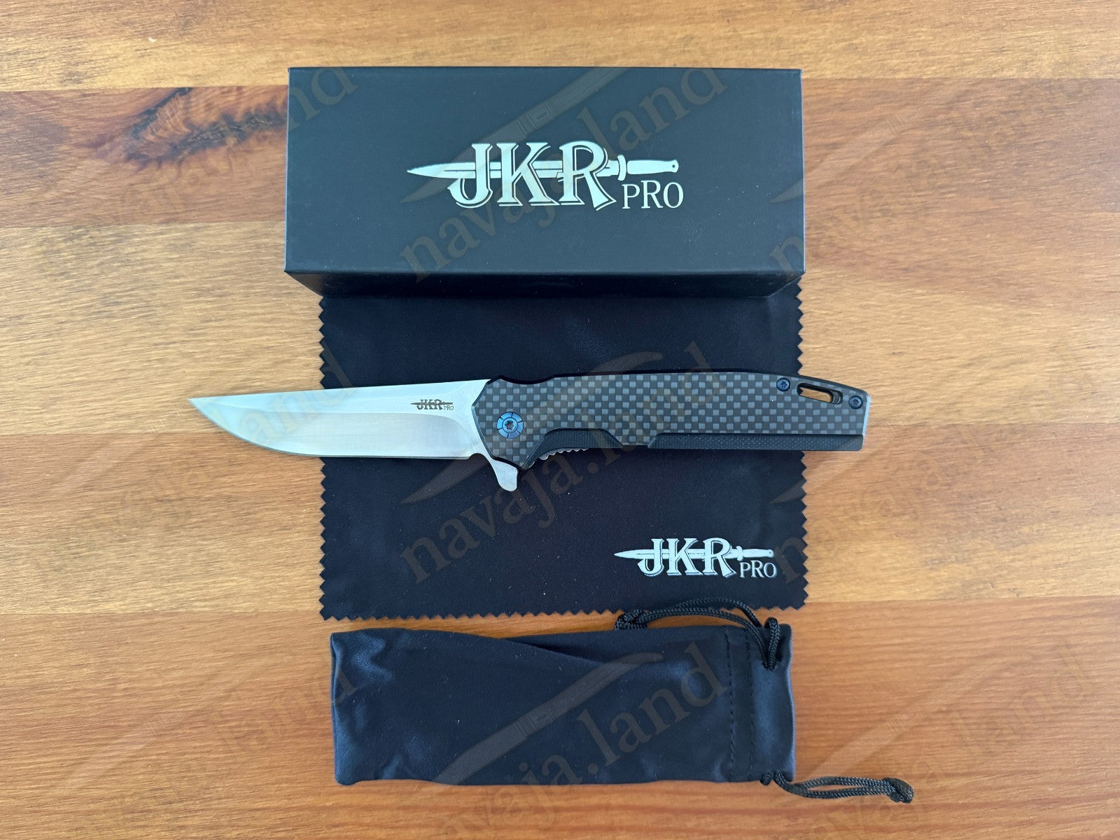 Folding Knife Carbon Fiber & G10 Handle - D2 Steel - 3.3" Blade Presentation Box