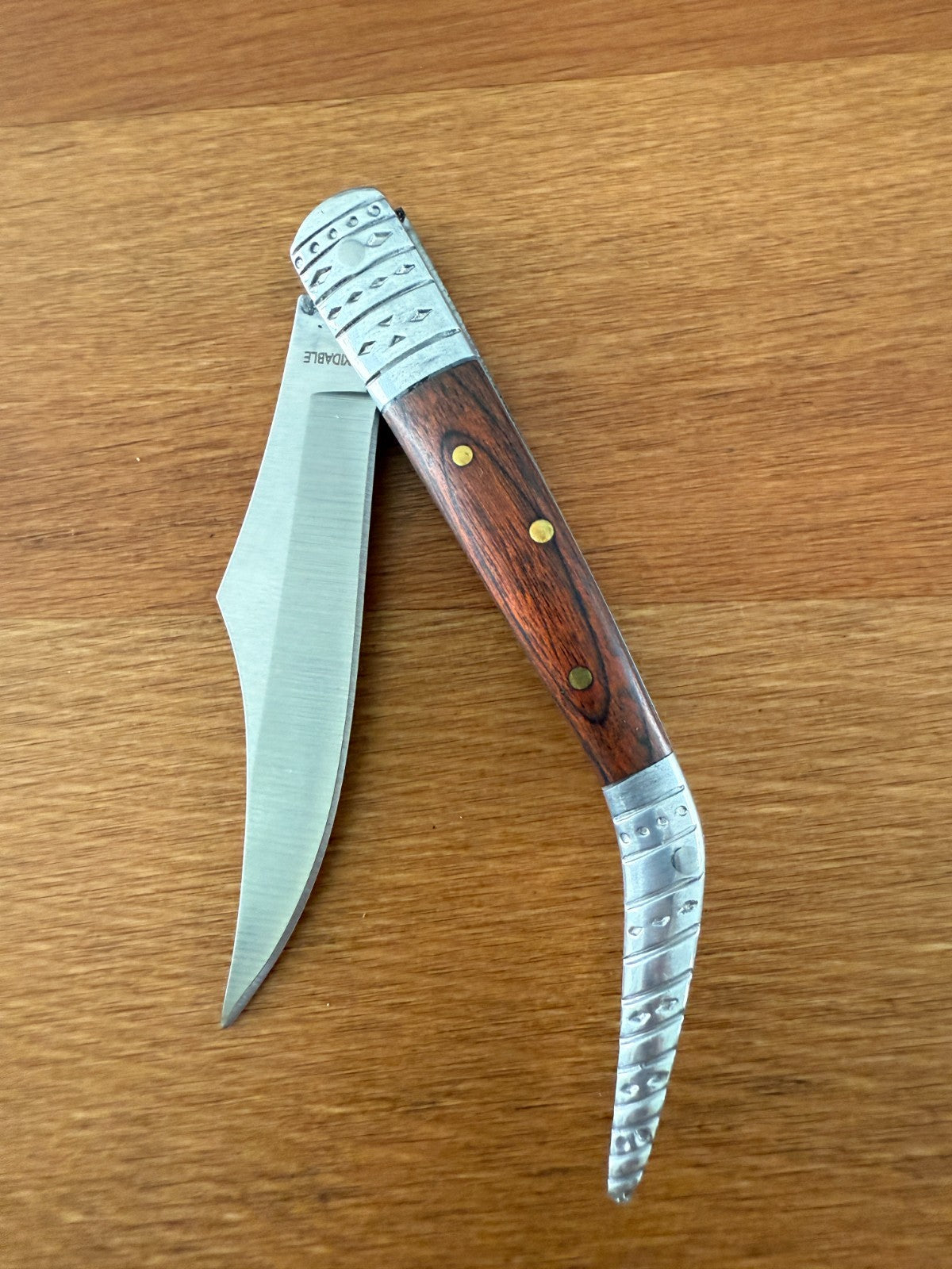2.7" Arabian Style Folding Pocket Knife Red Wood Scales Spanish Navaja Slipjoint