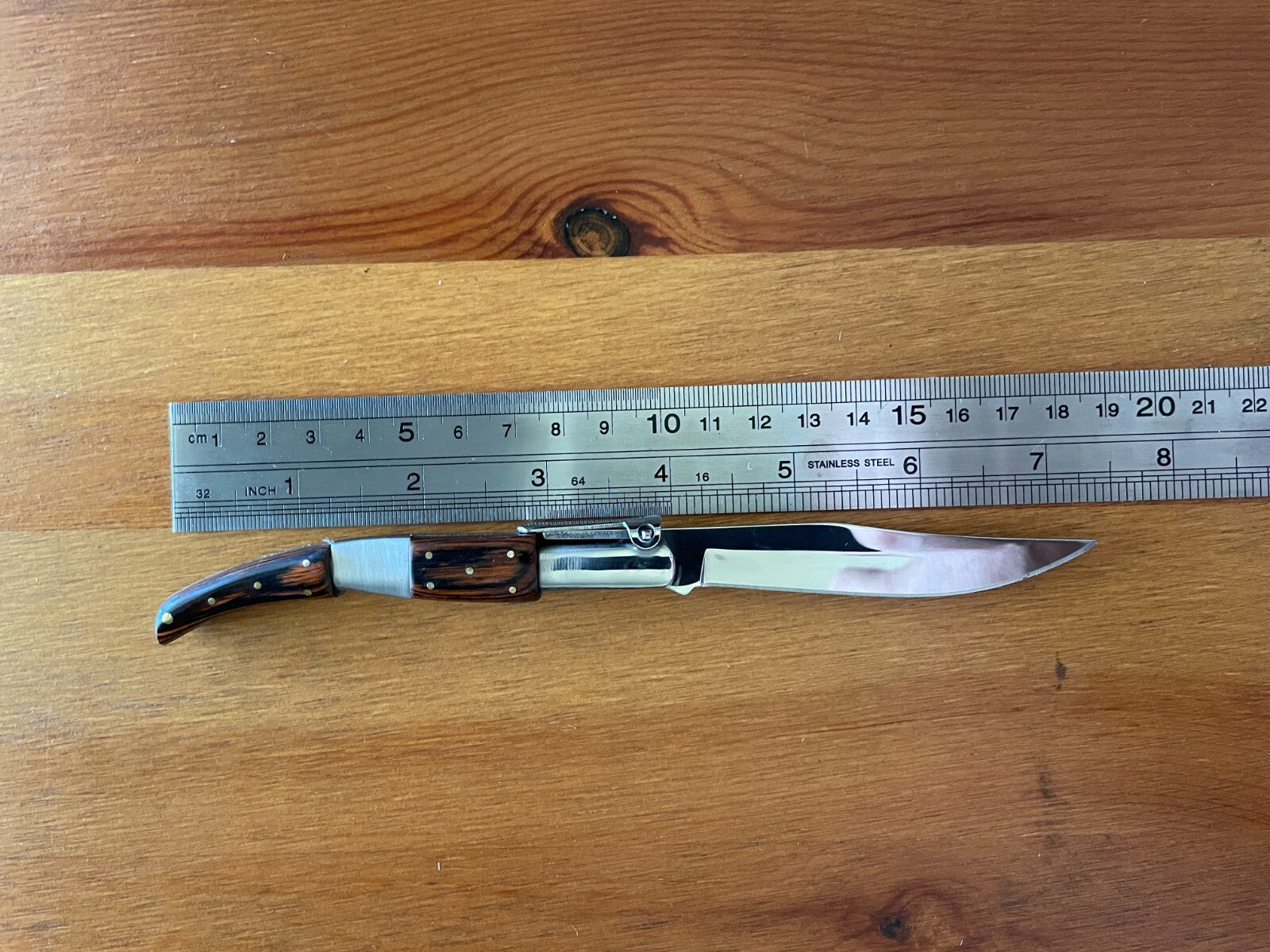 3.34” Arabian Folding Pocket Knife Red Wood and Steel Handle Navaja from Spain