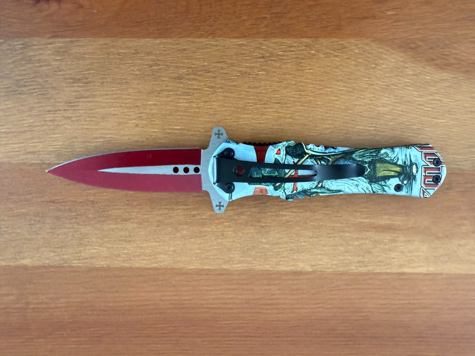 3.3 " / 8,5 CM - BLADE LENGHT FOLDING KNIFE TEMPLAR KNIGHT DRAWING HANDLE